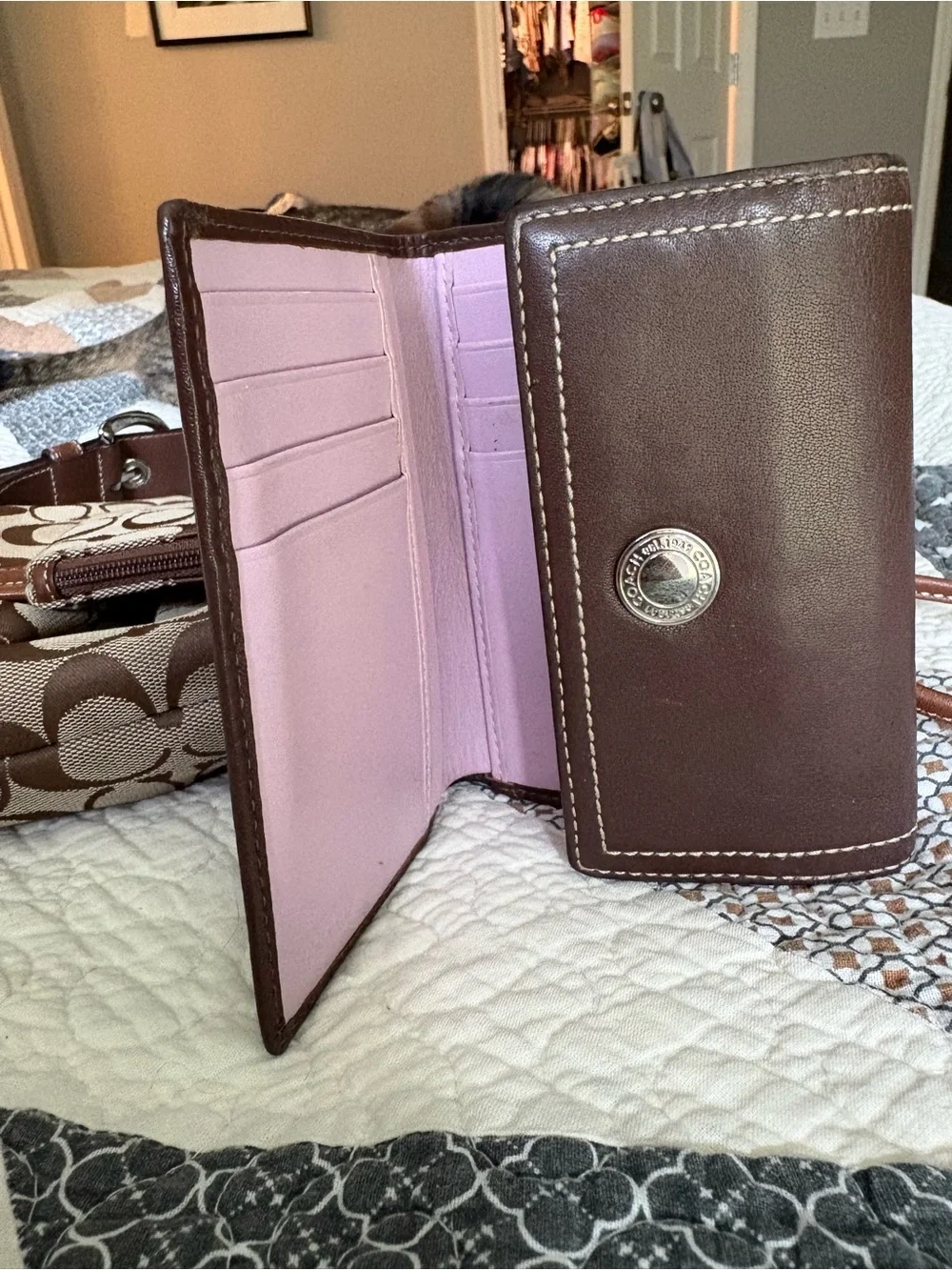 Y2K Coach wallet- Brown and pink